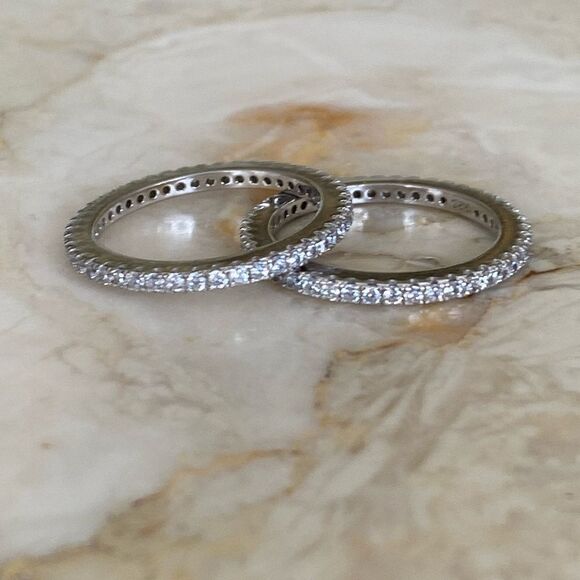 NEW 925 Sterling Silver & Cubic Zirconia Full Eternity Band Size 9 - Picture 8 of 15